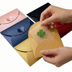 위시클로바 네잎클로버 생화 코팅카드 봉투포함 10세트 (고급 컬러봉투 5색 풀구성), 10개