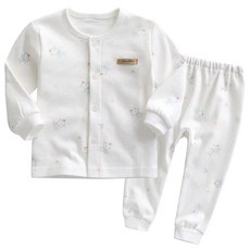 그린베베 영아용 아기내복 봄가을 파티베어 양면내의