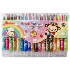 東奇 旋轉蠟筆 DQ-201 小猴子(短型袋裝) 兒童幼兒繪畫蠟筆組 12/18/24/36色, DQ-201-36色, 1套