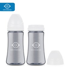 그로미미 PPSU 다크젖병 300ml 트윈팩 화이트, 2개, 화이트계열