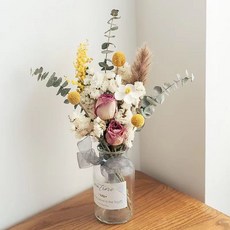 幹花 永生花 仿真花 幹燥花 裝飾花 清新配色 客廳高級感花束 尤加利雛菊天然真花酒櫃前臺桌麵擺件, 粉玫瑰款【不含瓶】