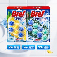 漢高Bref妙力馬桶清潔球 清潔球 潔廁球 除臭 去異味 留香 廁所除菌 4掛, 1個, 【經典混合】檸檬2掛 松木2掛,200g