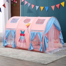 벙커침대텐트 캐노피 아이방꾸미기 여자아이 패밀리 침대 핑크 베드 싱글 실내 여아 놀이, F. 블루 프린세스 드레스
