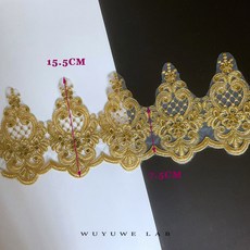 골드 화이트 패브릭 플라워 베니스 스팽글 메쉬 레이스 트림 아플리케 신부 웨딩 드레스용 바느질 공예 너비 15.5cm 1 야드, gold, 1개