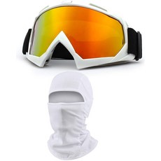 ImmoON 온o ATV 더트 바이크 오토바이 고글 방한모 페이스 커버 모토크로스 라이딩 오프로드 안경 남성 여성용 마스크 포함 오렌지 프레임 스모크 렌즈, 컬러풀 옐로우, 화이트