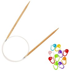 클로버 Clover PRO Takumi 원형 뜨개질 바늘 대나무 81.3cm(32인치) 사이즈 US 3 (3.25mm) 3345 다채로운 스티치 마커 10개 포함 145918, US 02 (2.75mm)/ 32in. (80cm)