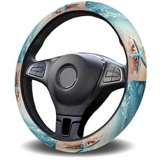 [ 926650 ] 자달링 핸들 커버 해안 바다 불가사리 쉘 해변 탄성 스폰지 미끄럼 방지 스티어링 휠 보호 커버 차량 세단 SUV 밴 트럭용 자동차 액세서리, [ 926650 ] 자달링 핸들 커버 해안 바다 불가사