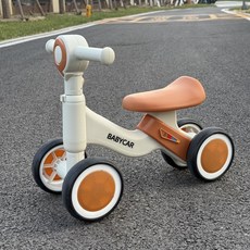 BABYCAR 平衡車 四輪防側翻 學步滑行車, 1個, 咖色 無燈光音樂/無車筐/小塑料輪