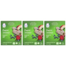 2+1 거버 티더스 오가닉 블루베리 사과 비트 12팩 떡뻥 핑거푸드 곡물 유아 아기과자 Gerber Organic Teethers Gentle Teething Wafers