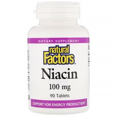 natural Factors 菸酸錠 100mg, 1個, 90 件