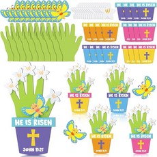 He is Risen 손자국 공예 키트 부활절 기독교 종교 성경 폼 어린이 주일 학교 교실 홈 파티 활동(벌) 20세트 135413