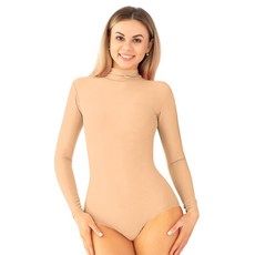 발레복 체조 긴팔 바디수트 터틀넥 스판덱스 레오타드 유니폼 상의 성인 케프블롬 여성용