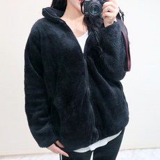 VANANA2 男士女士蟒蛇毛抓絨拉鍊黑色