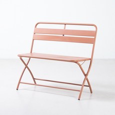 바젤 야외 철제 접이식 카페 테라스 2인용 벤치 의자, 코랄핑크