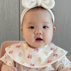 바니블라썸 심플롤링 꽃잎모양 턱받이 순면 빕 아기 유아 이유식턱받이 침받이, 1개, 1개입, 핑크멍멍+심플롤링