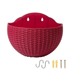 뜨거운 매달려 꽃 바구니 정원 파티 수제 DIY 잡화 주최자 벽 인공 등나무 홈 장식 냄비, 01 21x16.5cm, 04 C 1PC