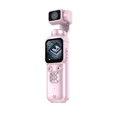 휴대용 4K 브이로그 카메라 (짐벌 안정화 및 WiFi 기능 탑재 스포츠 여행용), 01 Pink (without TF car
