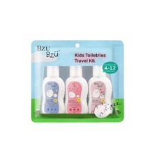 BZU BZU 兒童洗沐旅行組，含洗髮精、潤髮乳、沐浴露各 50ml，適合 4-12 歲兒童, 1個, 洗精50ml 潤髮乳50ml沐浴乳50m