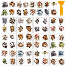 PVC 열전사 스티커 창문 컵 화분 데코 인테리어 14x14cm 12장세트 12가지 디자인, 기타 동물2