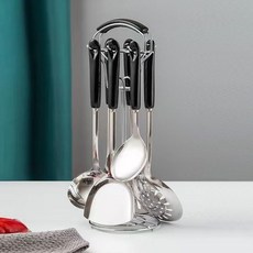 不銹鋼鍋鏟套裝 廚房烹飪工具組, 1個, 神秘黑 亮銀-食品級304不銹鋼 ,任選2件加厚廚具 聯係備註