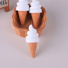 음식 모형 3pcs 미니 아이스크림 콘 디저트 인형 집 Diy 미니어처 놀이 장난감 장식 수지 공예 시뮬레이션 홈, 옵션01) 3pcs, 옵션01) white