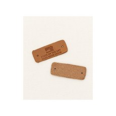 퀼트스타 긴사각 핸드메이드 빈티지 가죽라벨_카멜, 카멜, 2개