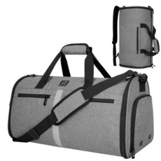 Goloni 여행용 의류 가방 50L 휴대용 컨버터블 더플 백 어깨끈 포함 3 in 1 걸이식 수트 여행, 회색