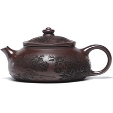 石紅紫砂壺500cc錦繡寒江茶壺, 1個, 1L, 石紅:如圖所示