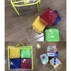 插卡骰子組（含透明袋）骰子教具 可插卡骰子 卡片骰子 骰子 骰子教材, 紅, 綠, 藍, 黃, 1套