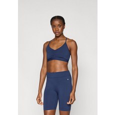 Even&Odd active 액티브 라이트 서포트 스포츠 브라 (러싱 디테일 및 조절 가능한 크로스 백) - 다크 블루