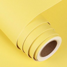 FunStick 61 x 508cm(24 x 200인치) 매트 브라운 콘택트 페이퍼 단색 탈착식 벽지 벗겨서 붙이는 브라운 벽지 방수 자체 접착 비닐 벽 종이 주방 캐비닛 커피, 밝은 옐로우