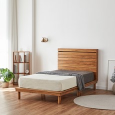 벨루틴 아일랜드 가로판 SS 평상형 침대프레임, 월넛,내추럴