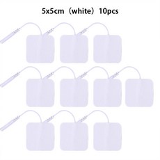 5*5cm 2mm 플러그 십 전극 패드 액세서리 전기 마사지 용 부직포 자체 접착 교체 패치, 10pcs 5x5cm white, 02 10개5x5cm 화이트