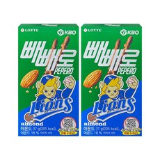 롯데 KBO 빼빼로 아몬드 삼성 라이온즈, 37g, 2개
