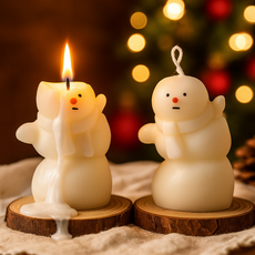 [한소픈] 겨울소품 크리스마스 장식 녹고있는 눈사람 캔들 양초 1P, 1개, 93g, 무향