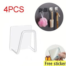 주방 스폰지 홀더 스테인레스 스틸 싱크 선반 접착 배수 건조 랙 벽 액세서리 보관 주최자, 4pcs white