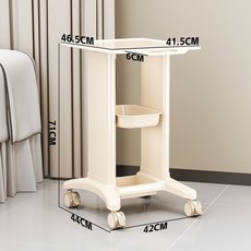 多功能美容儀器推車 收納置物架 牙科口腔治療車 移動工具車, 米色+置物托盤 ABS材質, 1個