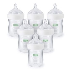 NUK Simply Natural 아기 젖병 SafeTemp 포함, 5 Ounce, 1 Count (Pack of 6), Clear