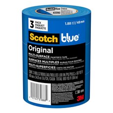 스카치블루 오리지널 멀티 서피스 페인터 테이프 폭 2인치1.88인치 x 60야드 롤 3개 블루 페인트 테이프로 표면을 보호하고 쉽게 제거하여 실내외에서 사용할 수 있는 마스킹, 3 Rolls