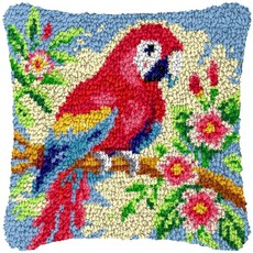 ZFFLYH Cardinal Bird 래치 후크 베개 키트 성인용 장식용 쿠션 커버 DIY 크로셰 실 공예 자수 홈 소파 43.2 x 43.2cm(17 17인치) 195813