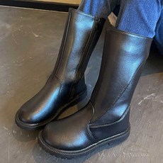 앨리홈 심플둥근코롱부츠 아동 겨울 미디 가죽신발 여아부츠 지퍼 통굽