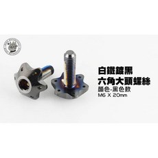 JZ 白鐵 六角大頭螺絲 M6 X 20MM 鍍黑, 1個, 單顆,白鐵