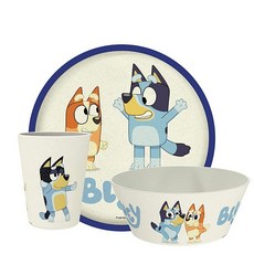 잭디자인 미국매장정품+ Zak Designs 마블 스파이더맨 식기 세트 아동용 20.3cm 8인치 접시 15.2cm 6인치 그릇 295ml 10온스 텀블러 포함 내구성 있고 지, .0001.Bluey.