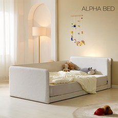 알파침대 이리스 LED 헤드 패브릭 저상형 패밀리 침대프레임 (혼합형), 오렌지