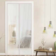 (주)에이스샵 사은품증정(벨크로 테이프 및 압정) 프리미엄 자석모기장(대형)120x210cm 현관방충망 자석 현관문방충망 문발, 화이트(120x210cm)