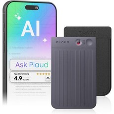 Plaud 엔오티NOTe AI 음성 녹음기 케이스 포함 앱 제어 기술로 인식 및 요약 112개 언어 지원 64GB 메모리 강의 회의 통화용 오디오 블랙, 블랙 노트 & 블랙 케이스