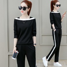 【韓版網紅】運動套裝女 休閒套裝 春秋套裝 衛衣套裝 兩件套 寬鬆長袖 時尚氣質 春秋季新款 居家健身 日常休閒