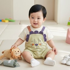 몽실이 어흥이 우주복 아기 남아 여아 여름 반팔 사자 귀여운 바디슈트