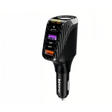 BUWEI 車載充電器 12.8V 電壓顯示, 黑色, 車用充電器