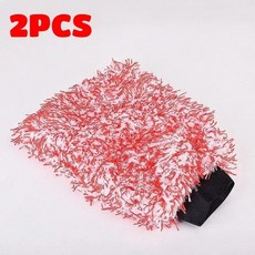 양면 플러시 자동차 청소 장갑 초극세 섬유 물 흡수 산호 양털 대형 세차, 3. Red-2PCS